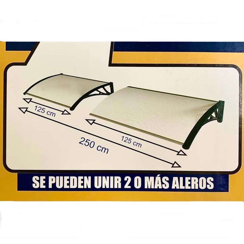 Toldo Techo de Policarbonato para Puerta o Ventana 125 X 100 cm Aleros