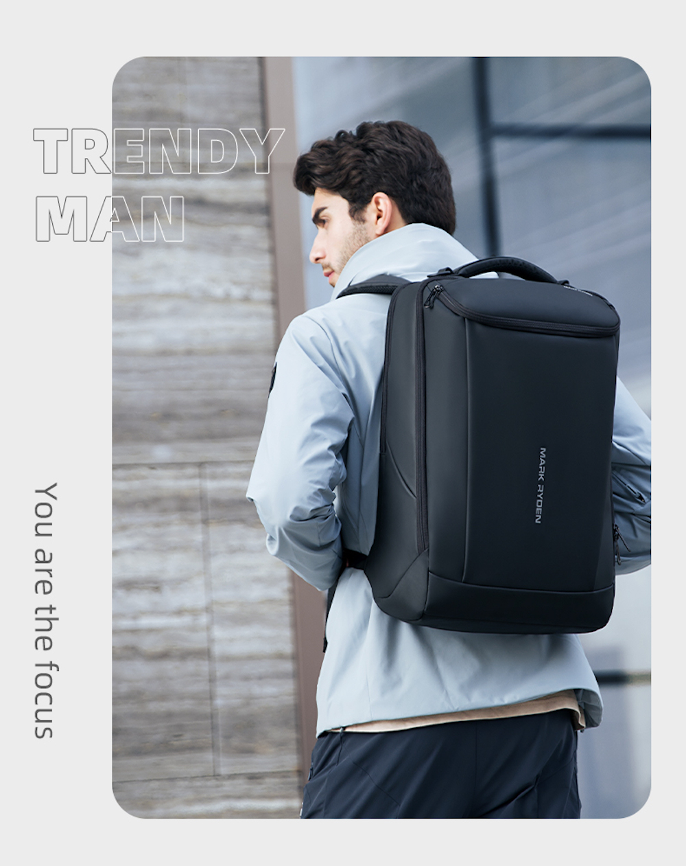 Mochila Mark Ryden. Gran tamaño. Para laptop de 15.6". Bolsillo trasero antirrobo. Repelente al agua. Puerto USB. Modelo 9032-00