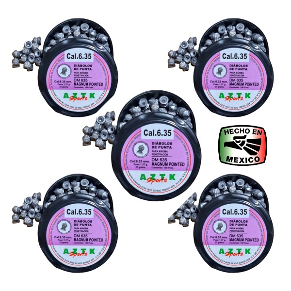 5 pack Diábolo Aztk Cal. 6.35 Hecho En México (mendoza Gamo)