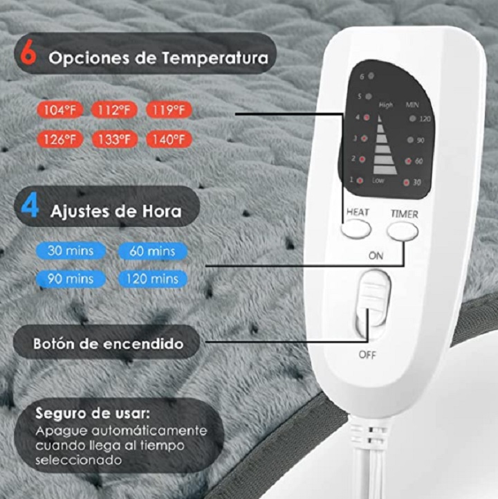 Almohadilla Térmica para Alivio de Dolores  Musculares Gris