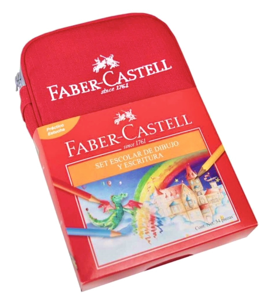 Faber Castell Estuche Escolar con 34 Piezas, colores
