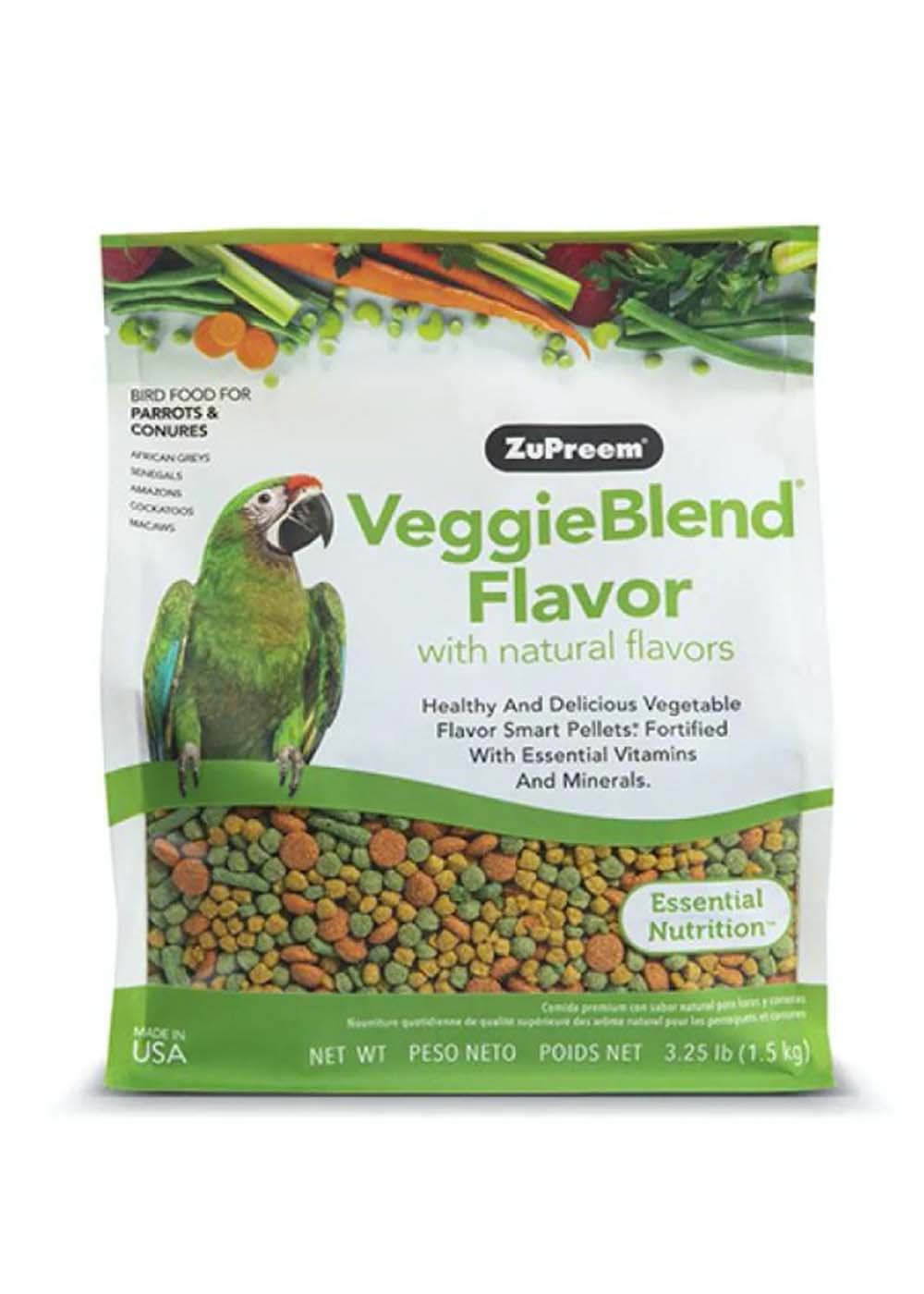 Alimento Zupreem Loros Medianos Y Grandes Veggieblend Sabor Natural 1.5 Kg.