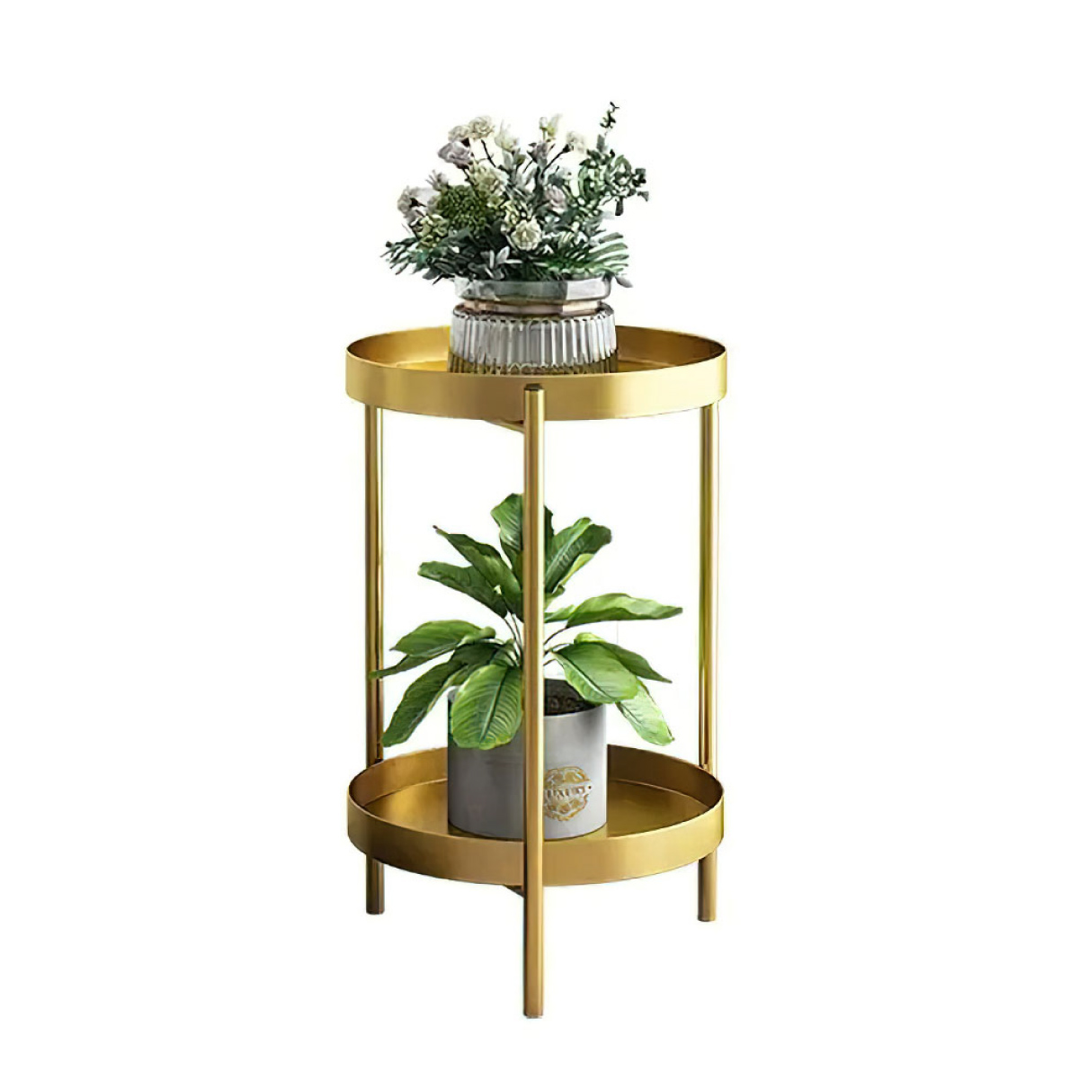 Mesa Auxiliar Moderna De 2 Niveles Soporte Para Macetas 60 cm