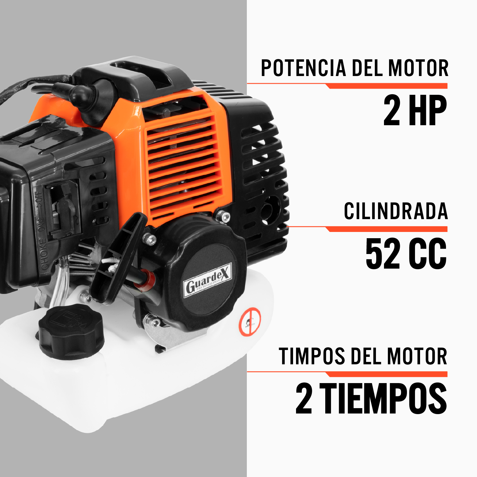 Podadora Desbrozadora a Gasolina 2 HP Desmalezadora Uso Rudo 52cc 8000 rpm