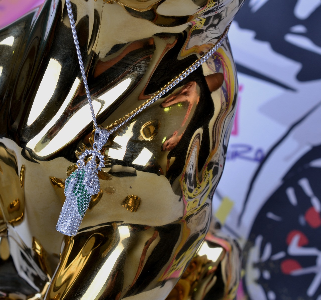 San Judas Tadeo Manto VAROURO Dije Y Cadena Plata Ley 925