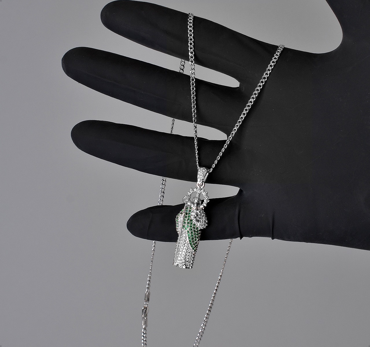 San Judas Tadeo Manto VAROURO Dije Y Cadena Plata Ley 925