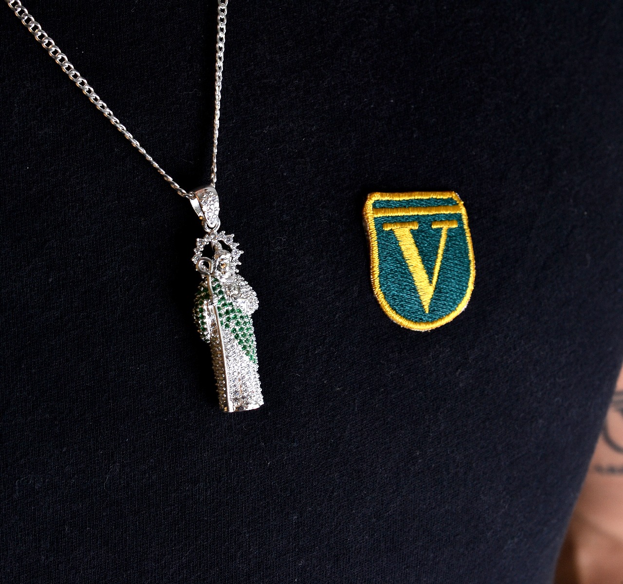 San Judas Tadeo Manto VAROURO Dije Y Cadena Plata Ley 925