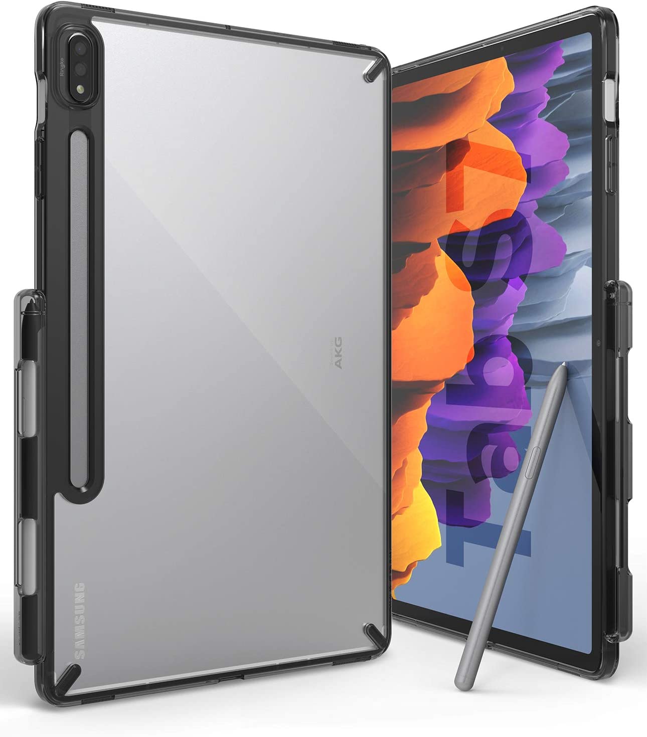 Funda Galaxy Tab S8/ S7 Ringke Fusion Kicstand Smocke Black