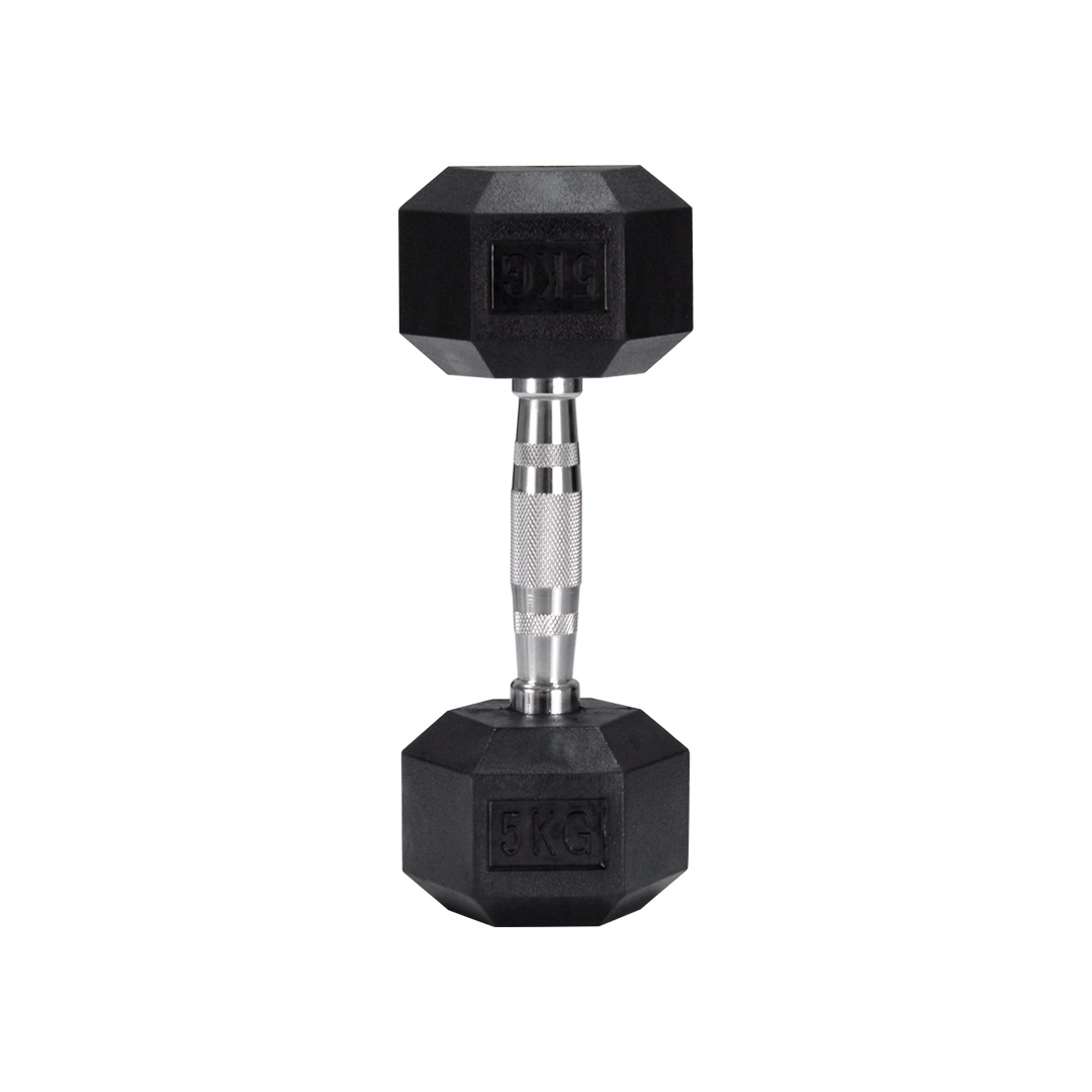 Mancuernas Hexagonales de Hule de 5kg para Crossfit Gym