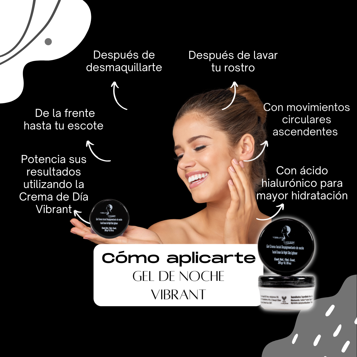 Crema Aclarante+ Despigmentante + Anti-edad de Noche 20g Laguede 3 Piezas Todo tipo de Piel.