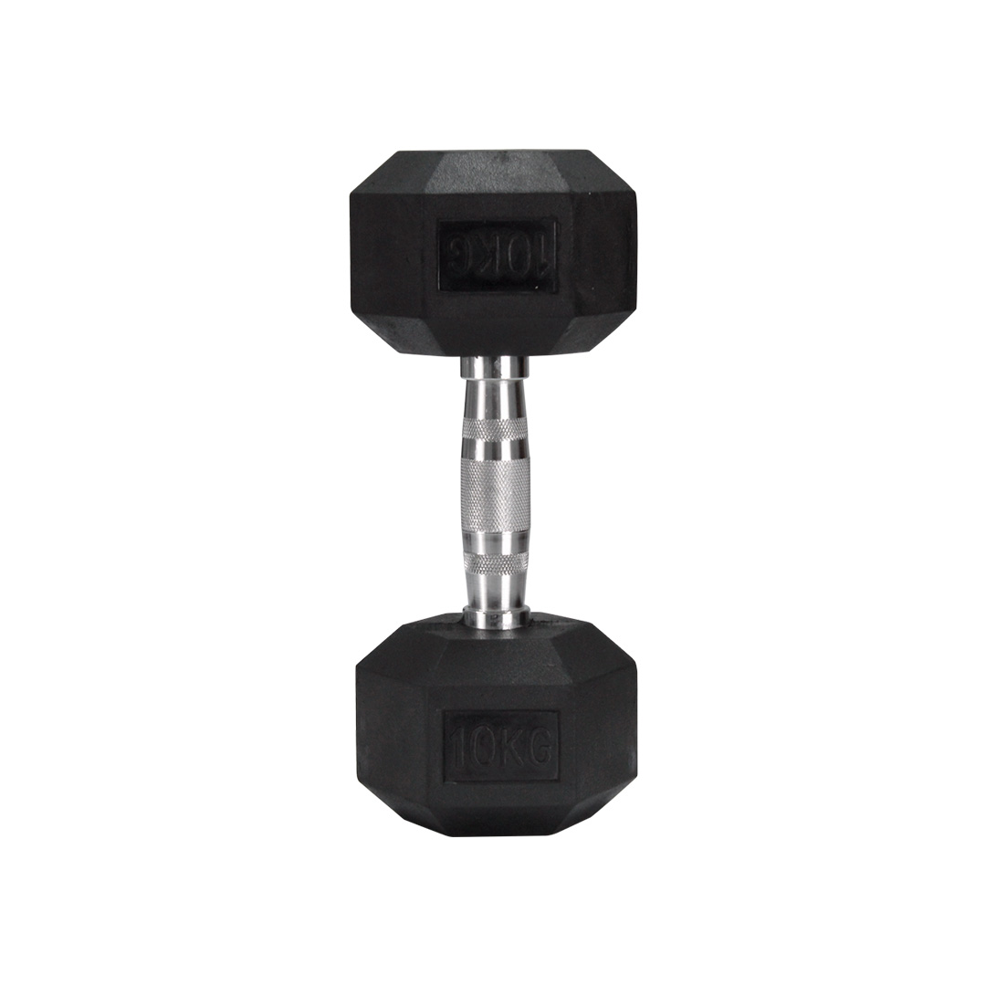 Mancuernas Hexagonales de Hule de 10kg para Crossfit Gym