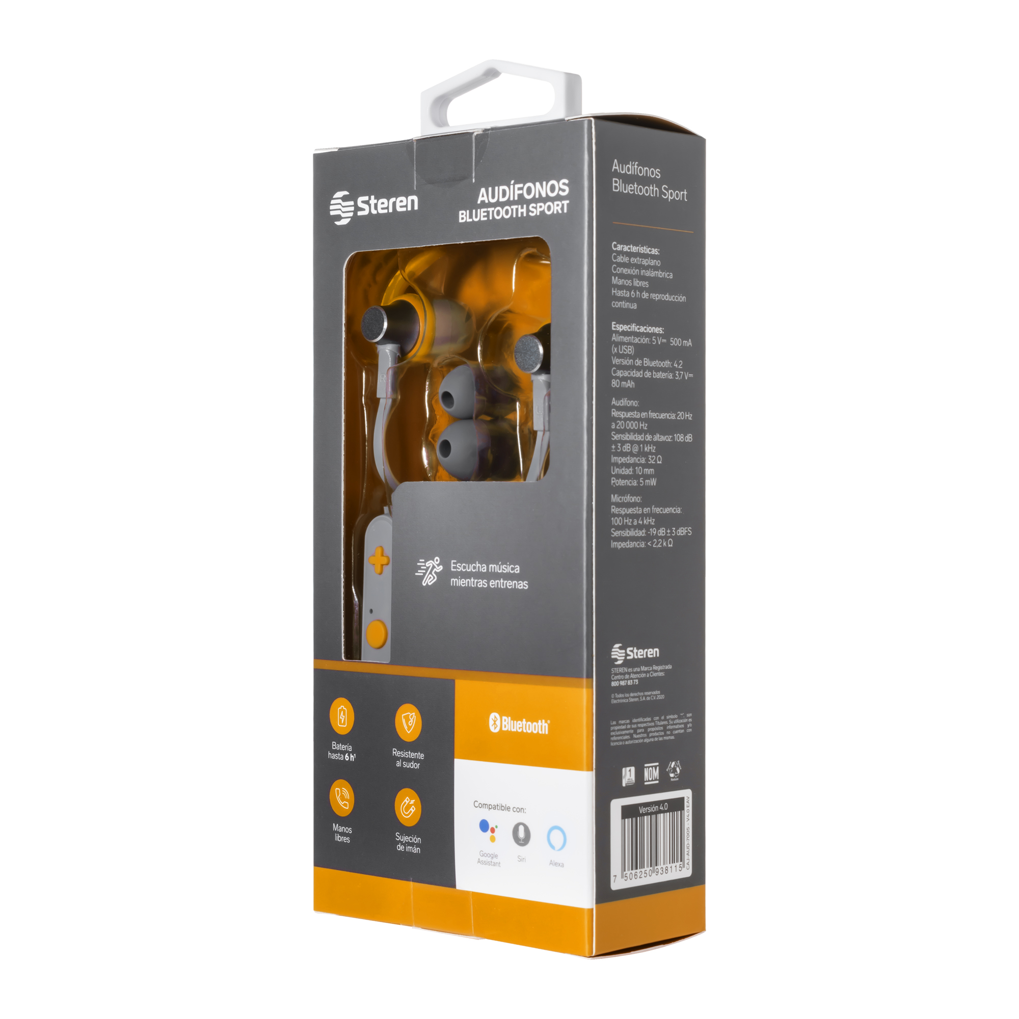 Audífonos Bluetooth Sport con sujeción de imán In Ear Resistentes al Sudor AUD-7005