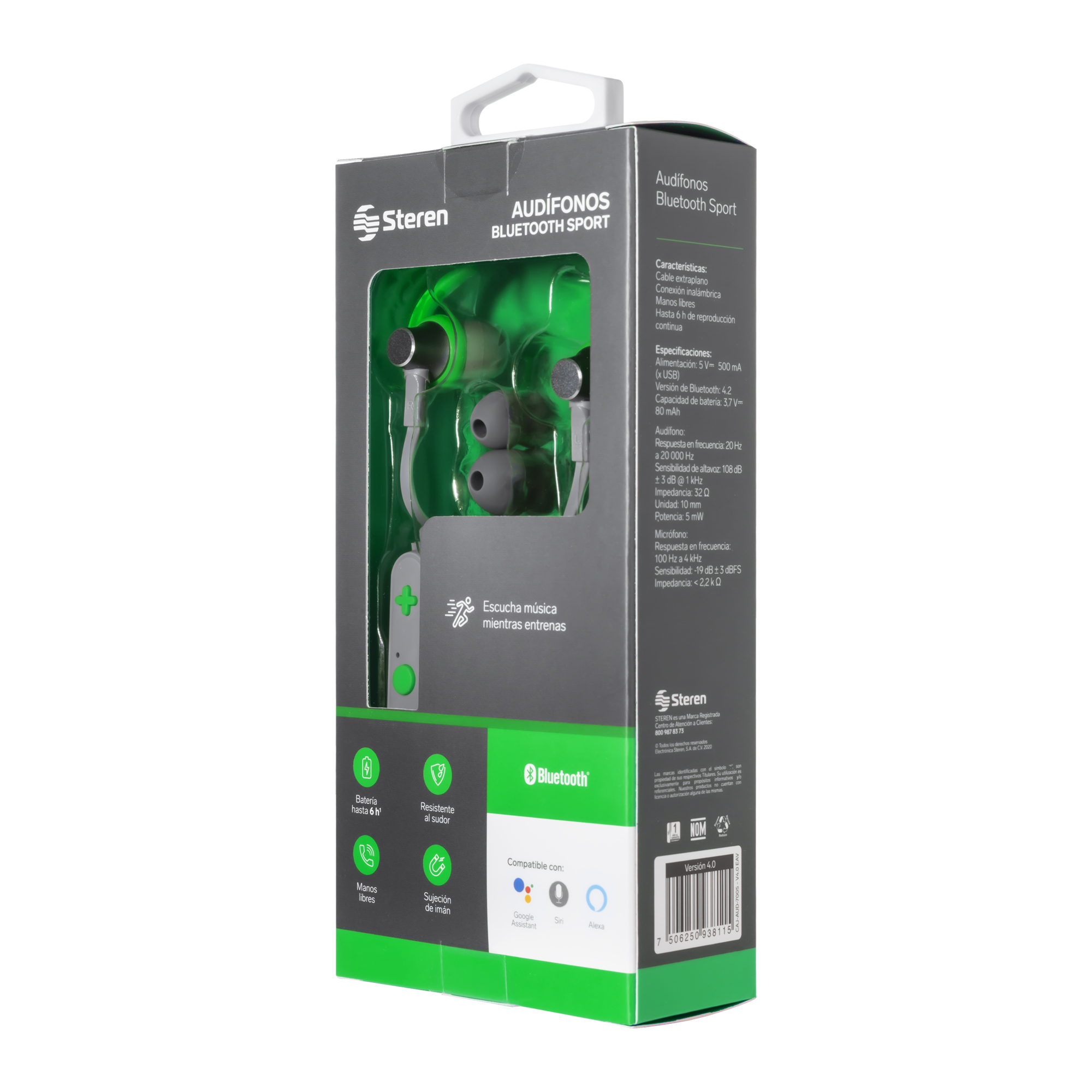 Audífonos Bluetooth Sport con sujeción de imán In Ear Resistentes al Sudor AUD-7005