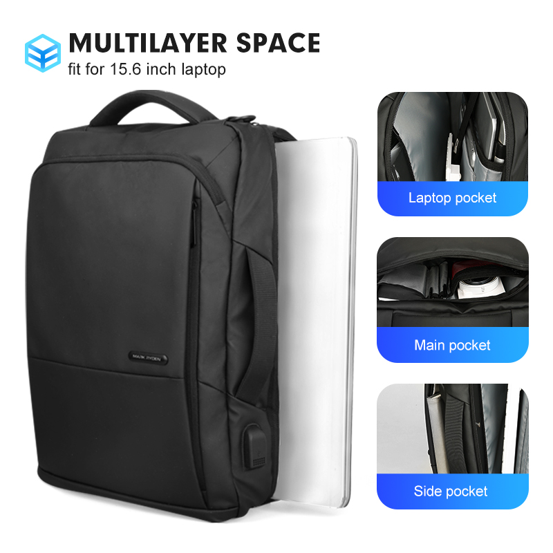Mochila de Negocios Mark Ryden Puerto USB Correas acolchadas Repelente al agua. Se transforma de mochila a maletín. Para portátil de 15.6 Modelo 9533