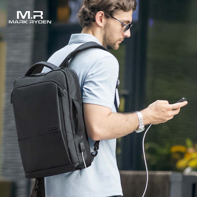 Mochila de Negocios Mark Ryden Puerto USB Correas acolchadas Repelente al agua. Se transforma de mochila a maletín. Para portátil de 15.6 Modelo 9533