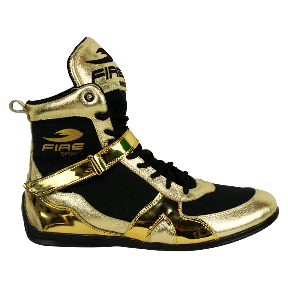 Par de zapatillas cortas Metalizada Profesional para Boxeo Dorado/Negro