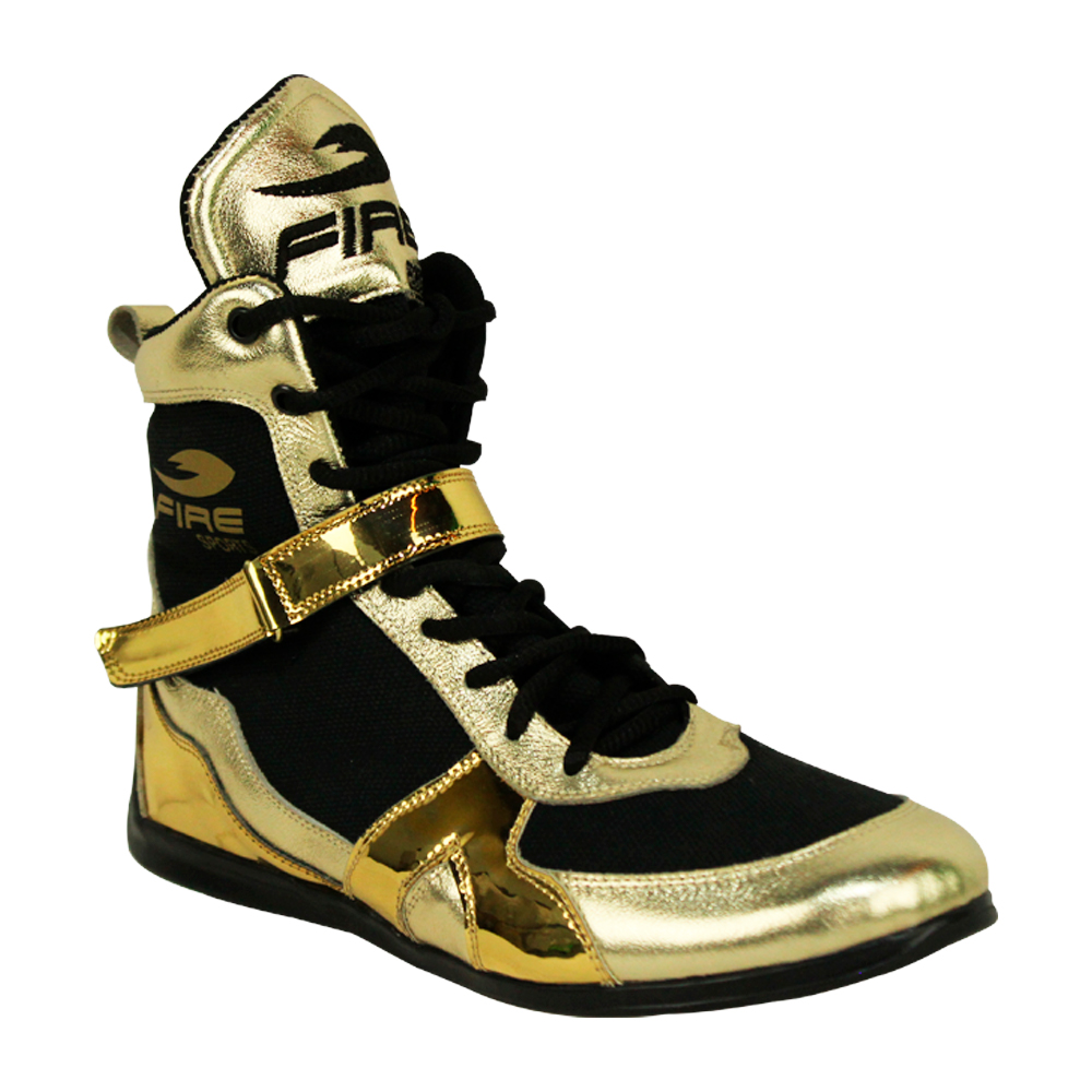 Par de zapatillas cortas Metalizada Profesional para Boxeo Dorado/Negro