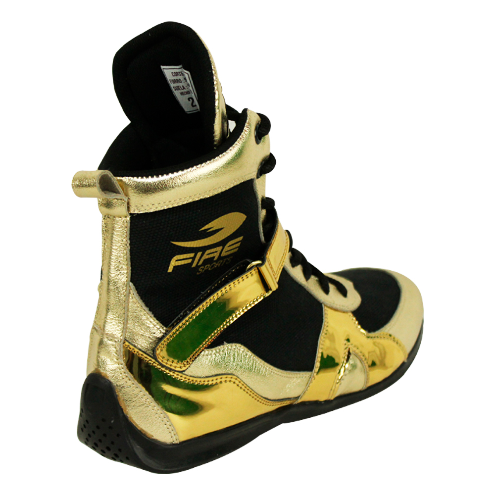 Par de zapatillas cortas Metalizada Profesional para Boxeo Dorado/Negro