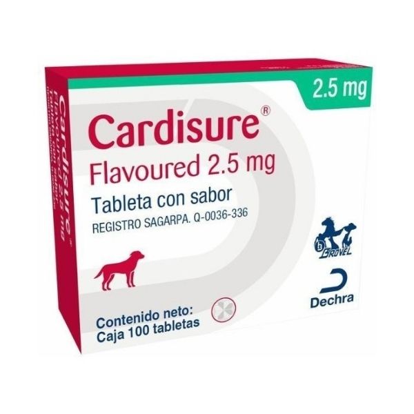 Cardisure 2.5mg 100 Tabs Divisible C/sabor Pimobendan Perro