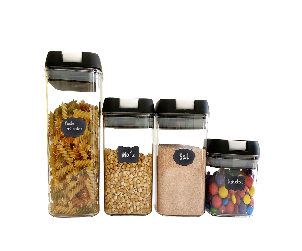 Set de 4 Recipientes Herméticos de Cocina con Etiquetas