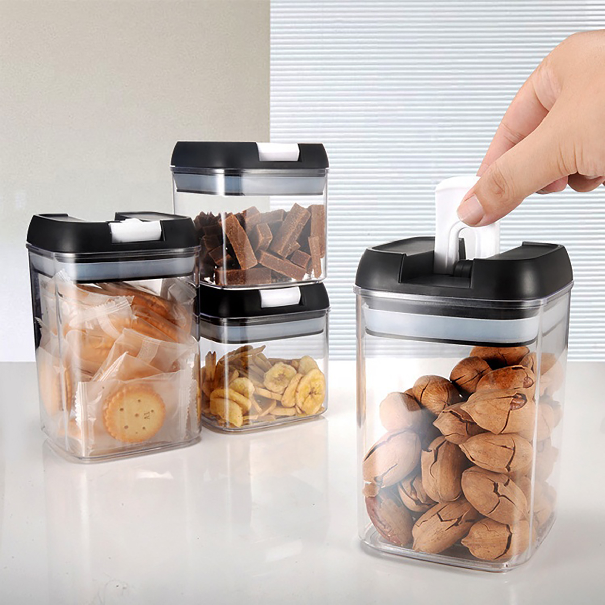 Set de 4 Recipientes Herméticos de Cocina con Etiquetas