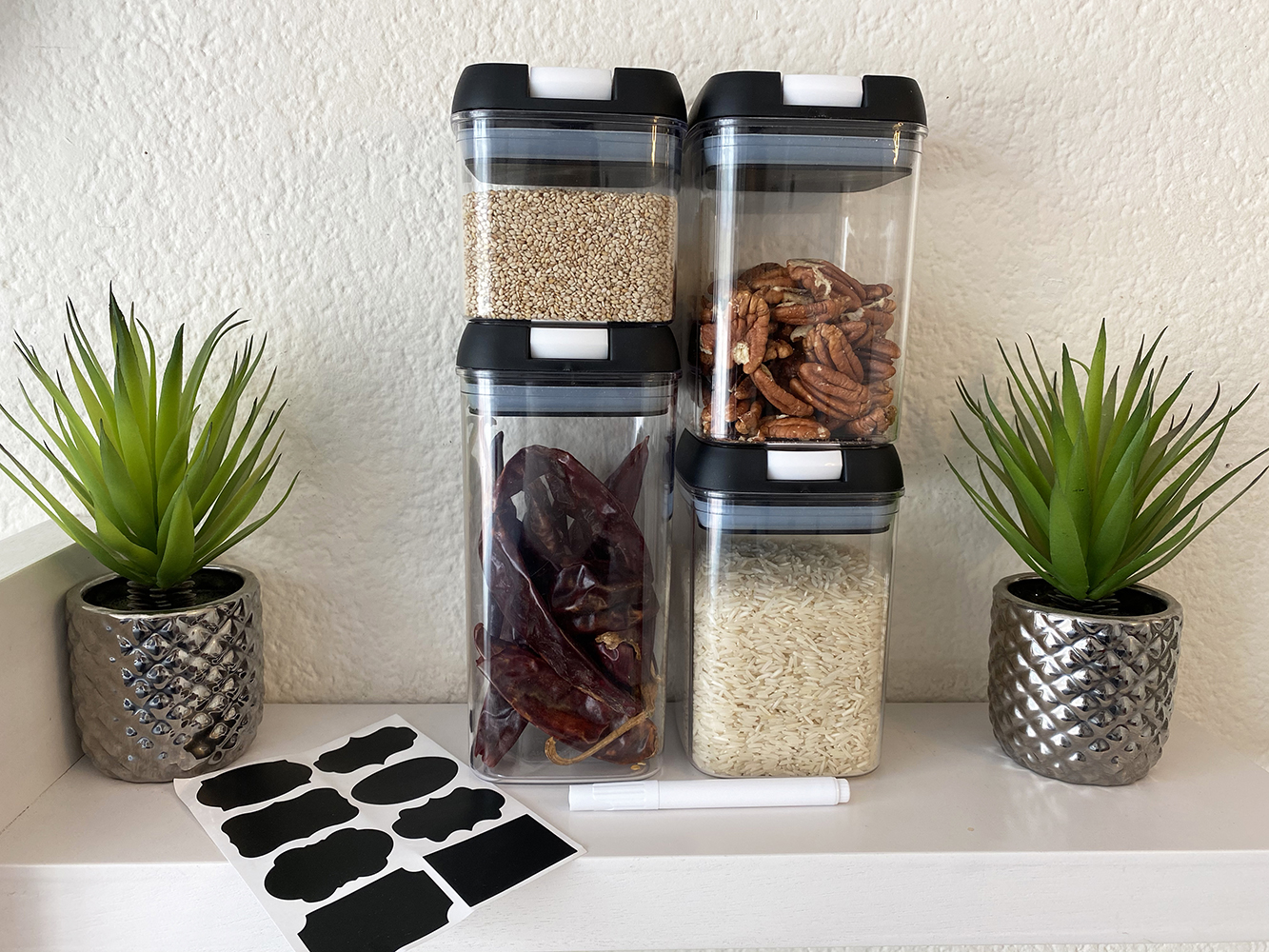 Set de 4 Recipientes Herméticos de Cocina con Etiquetas