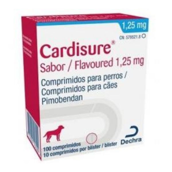 Cardisure 1.25mg 100 Tabs Divisible C/sabor Pimobendan Perro