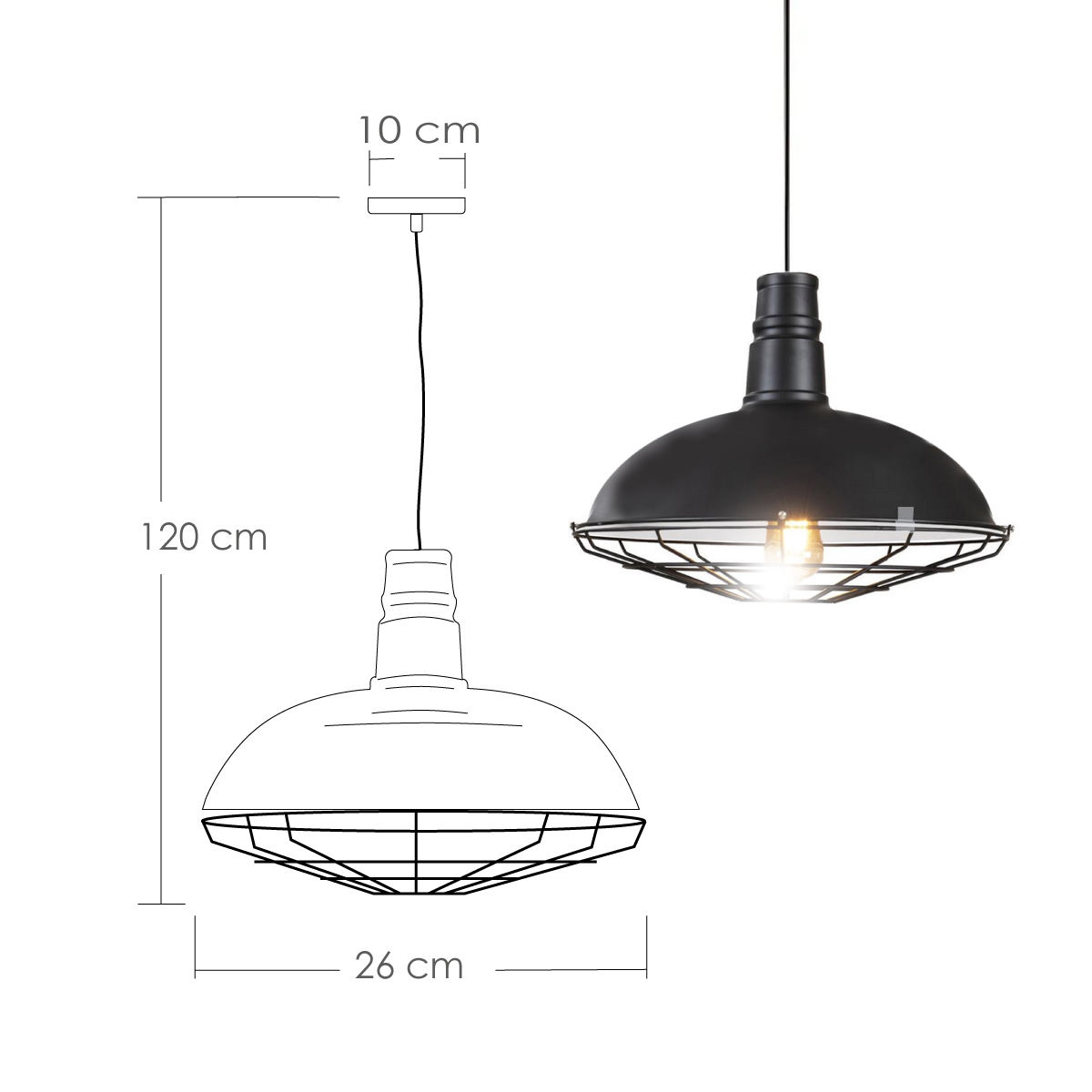 Lampara De Techo Colgante Tipo Jaula Industrial de metal