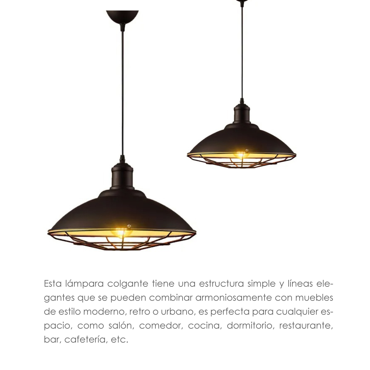 Lampara De Techo Colgante Tipo Jaula Industrial de metal