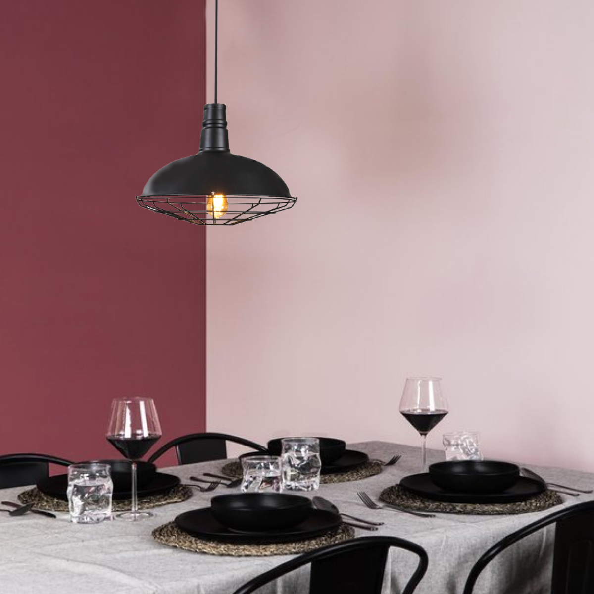 Lampara De Techo Colgante Tipo Jaula Industrial de metal