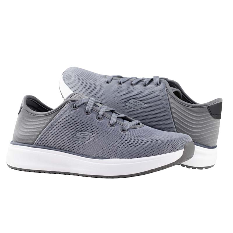TENIS CASUAL HOMBRE SKECHERS RELAXED FIT 210334X GRIS CLARO 100% ORIGINAL