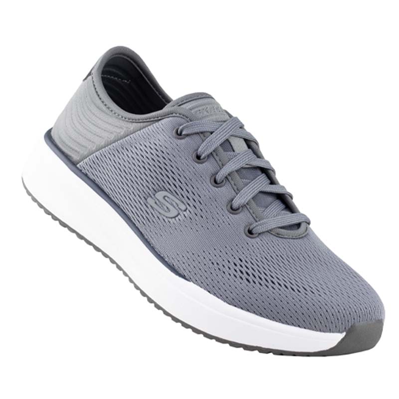 TENIS CASUAL HOMBRE SKECHERS RELAXED FIT 210334X GRIS CLARO 100% ORIGINAL