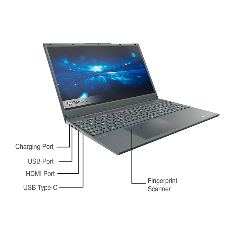 Laptop Gateway Ryzen 7-3700U Disco de Estado Solido 512GB Ram 8GB pantalla 15.6 Pulgadas -Gris + Mochila + Diadema