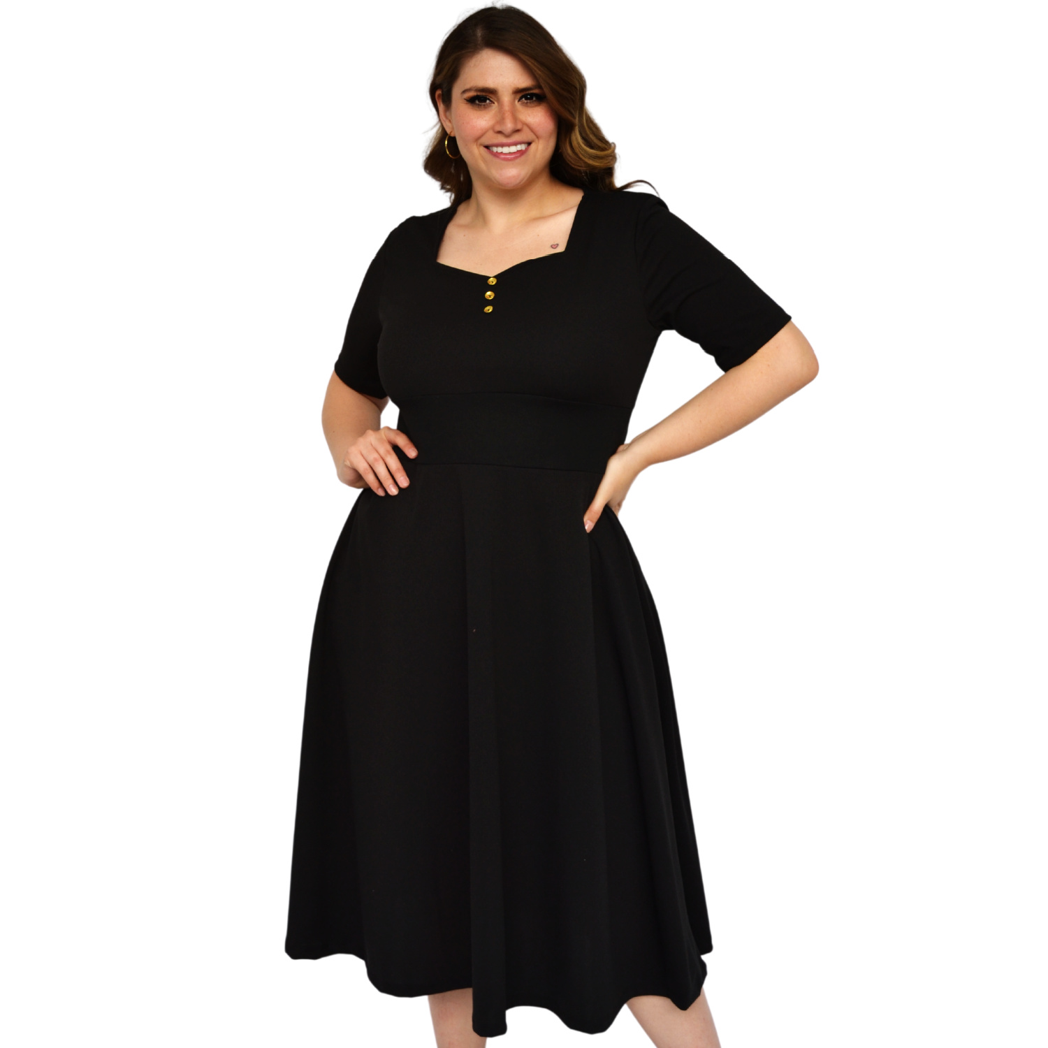 Vestido línea A (talla extra), modelo 4278 (Negro) 