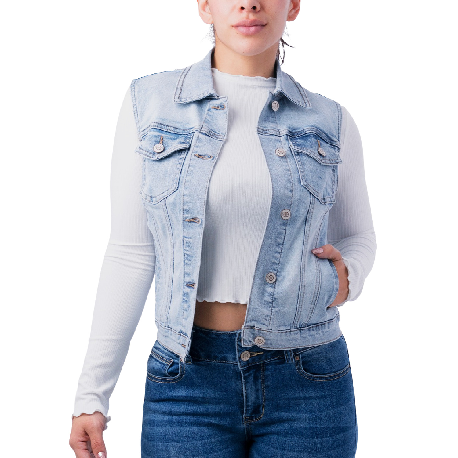 Chaleco de mezclilla juvenil, modelo CH-KL- 0051 (Light) 