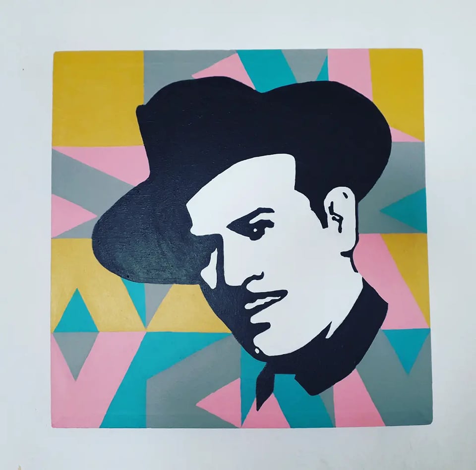 Cuadro decorativo pintado a mano Galería Oneris PEDRO INFANTE 2 90x90