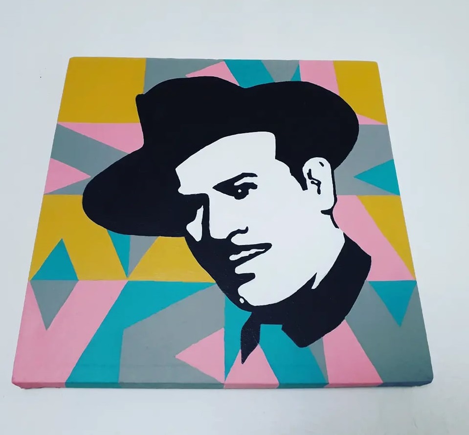 Cuadro decorativo pintado a mano Galería Oneris PEDRO INFANTE 2 90x90