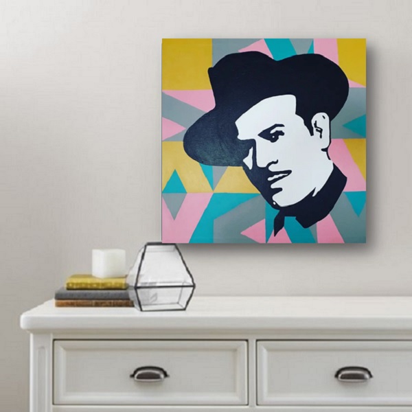 Cuadro decorativo pintado a mano Galería Oneris PEDRO INFANTE 2 90x90