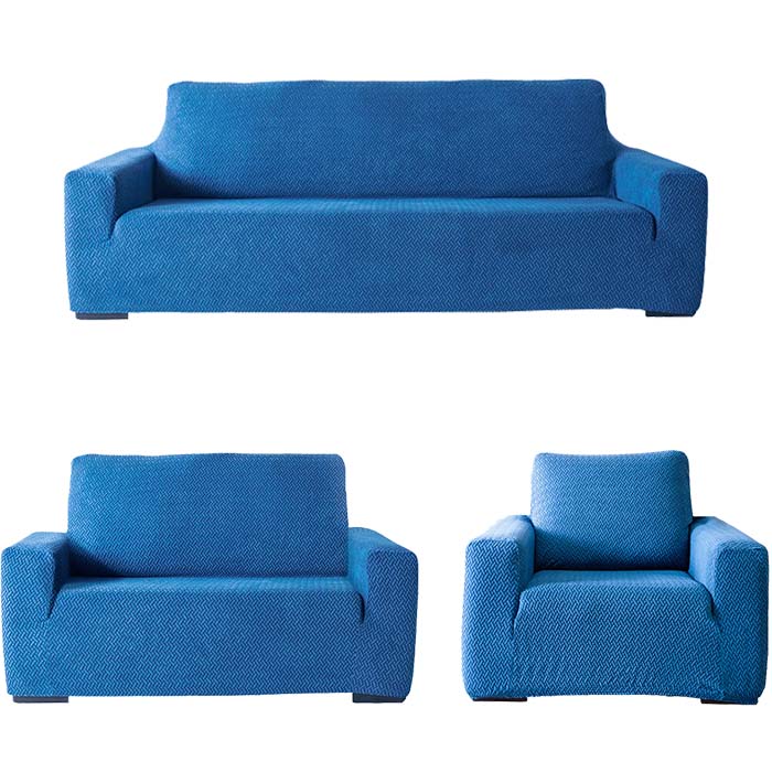 DESC Cubresalas Azul | Fundas Elásticas para sillón | Set Completo de 3 piezas