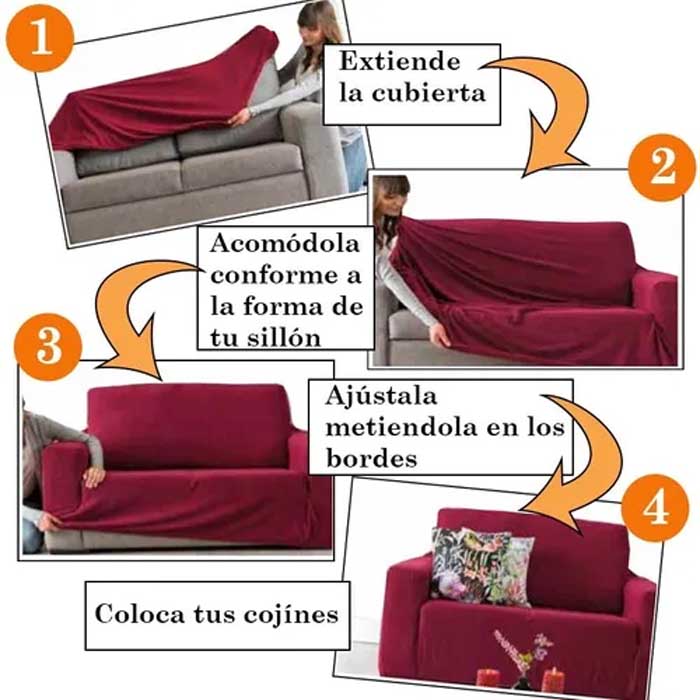 DESC Cubresalas Azul | Fundas Elásticas para sillón | Set Completo de 3 piezas