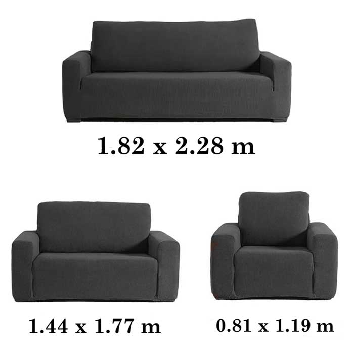 Cubresalas Gris | Fundas Elásticas para sillón | Set Completo de 3 piezas