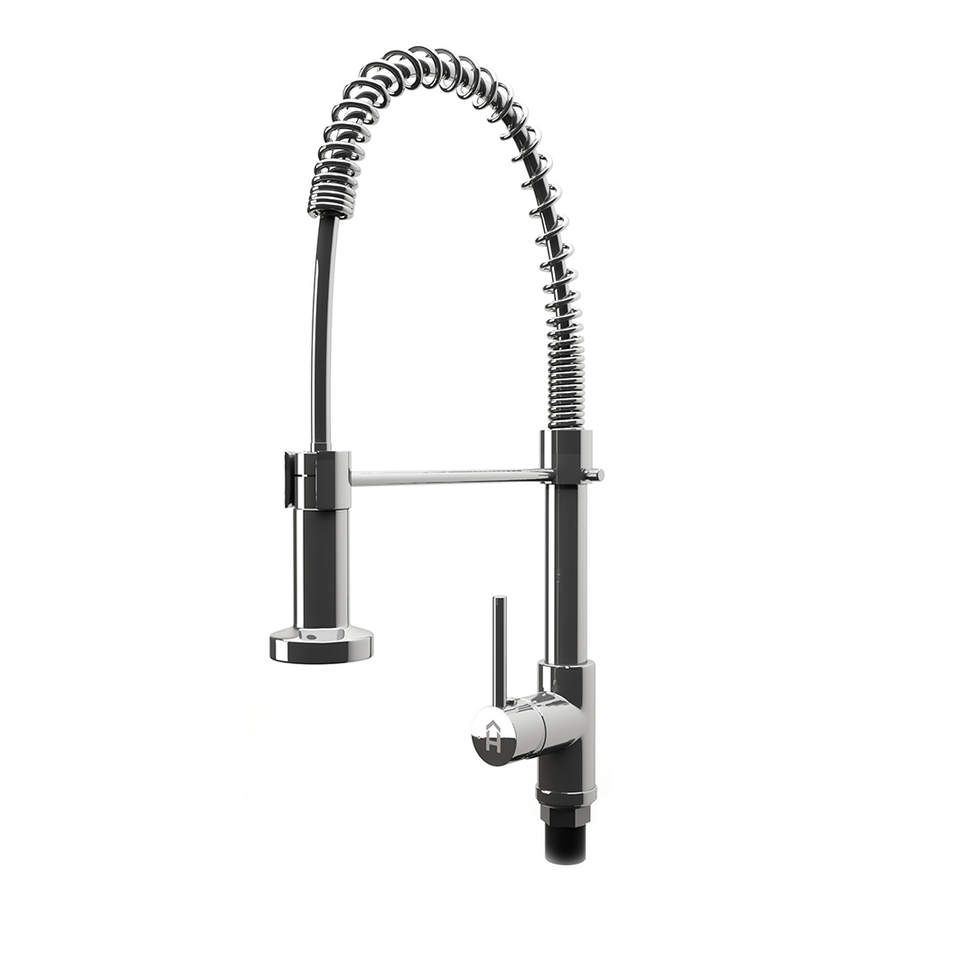 Llave Mezcladora para Tarja de Cocina con Resorte de Metal Cromado