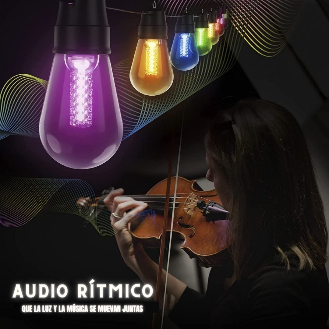 Serie Focos Vintage Exterior Decorativos 13 Metros 30 focos RGBHUB SOLAR DOSYU