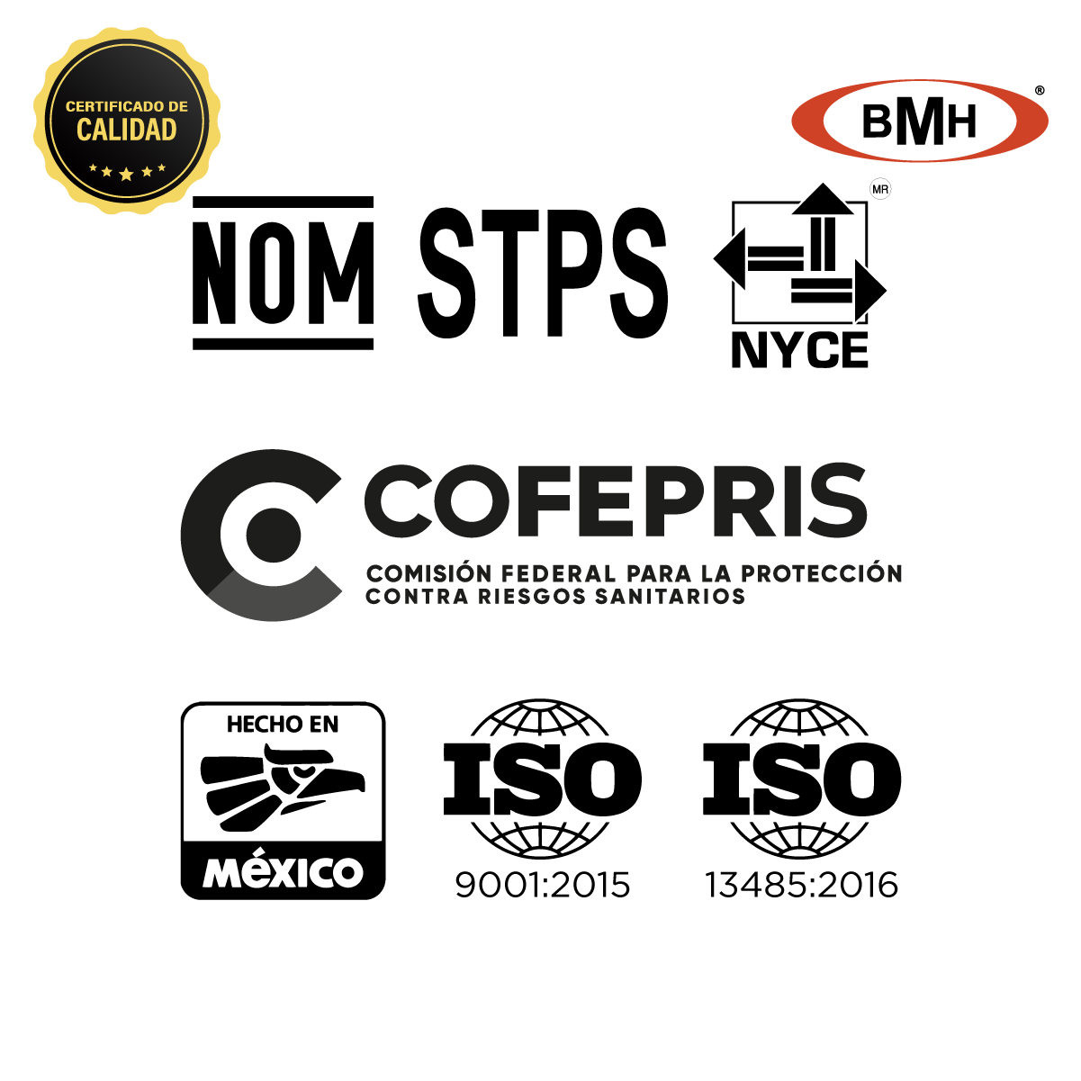 Cubrebocas KN95 / N95 Grado Médico Certificado 5 Capas de Protección Color Blanco 50pz