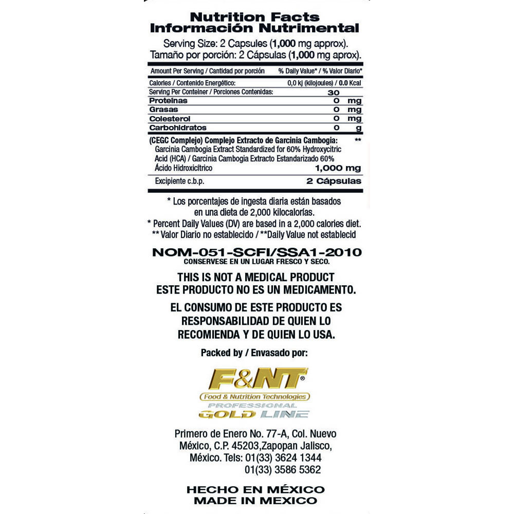 Garcinia Cambogia 60 Caps 60% Hca Termogénico Bajar Peso 