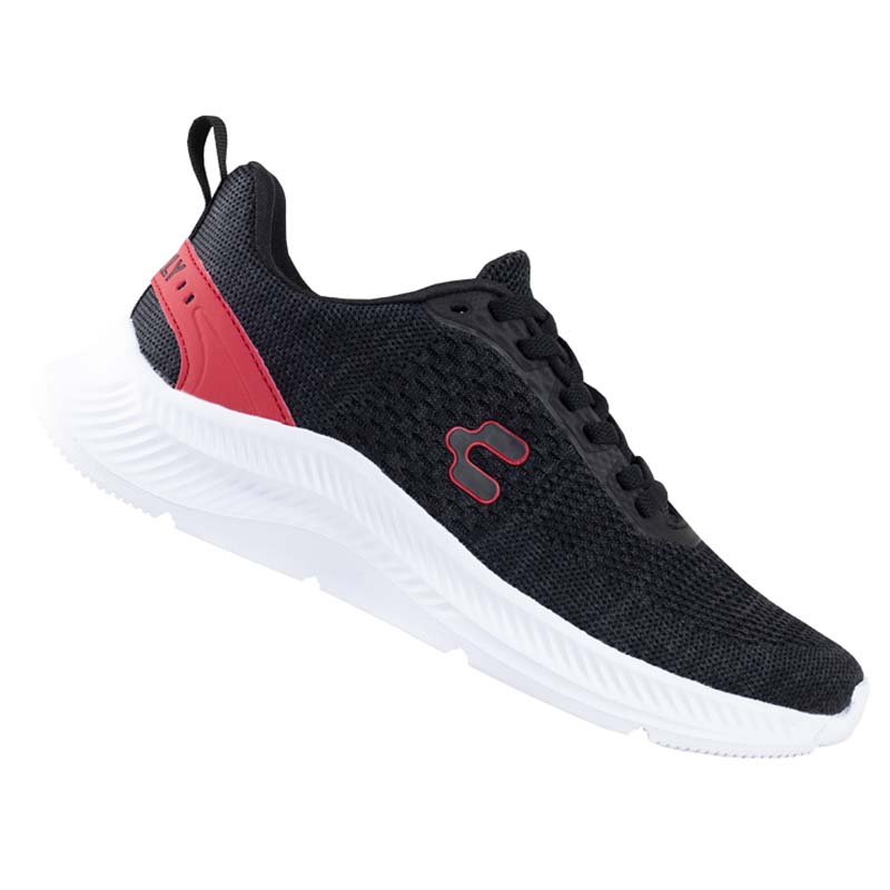 TENIS CHARLY RUNNING HOMBRE MUJER THINNY 1086205 NEGRO ROJO.