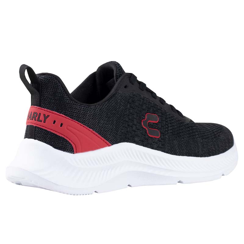 TENIS CHARLY RUNNING HOMBRE MUJER THINNY 1086205 NEGRO ROJO.