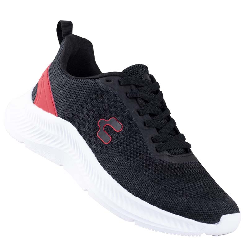 TENIS CHARLY RUNNING HOMBRE MUJER THINNY 1086205 NEGRO ROJO.