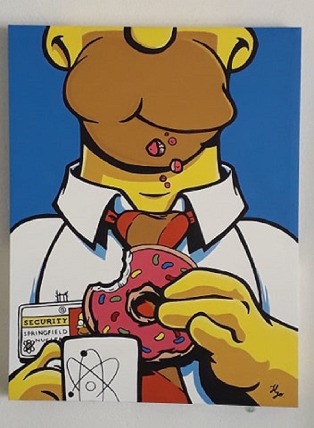 Cuadro decorativo pintado a mano Galería Oneris HOMERO SIMPSON ROSQUILLA 100x80
