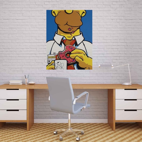 Cuadro decorativo pintado a mano Galería Oneris HOMERO SIMPSON ROSQUILLA 100x80